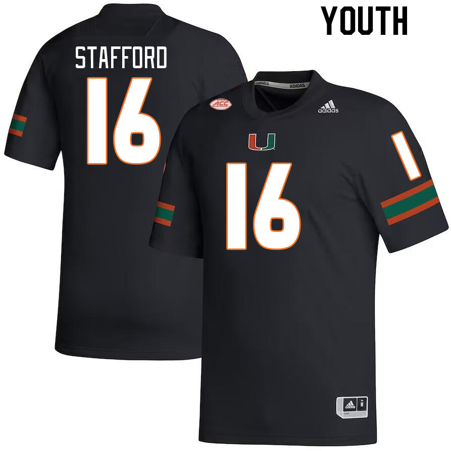 Youth #16 Robert Stafford Miami Hurricanes College Football Jerseys Stitched Sale-Black